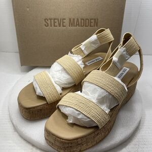 Steve Madden Sashes Strappy Platform Sandals, Raffia, Women Size 11 Item#643